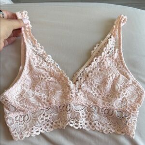 aerie Pale Blush Crochet Lace Bralette